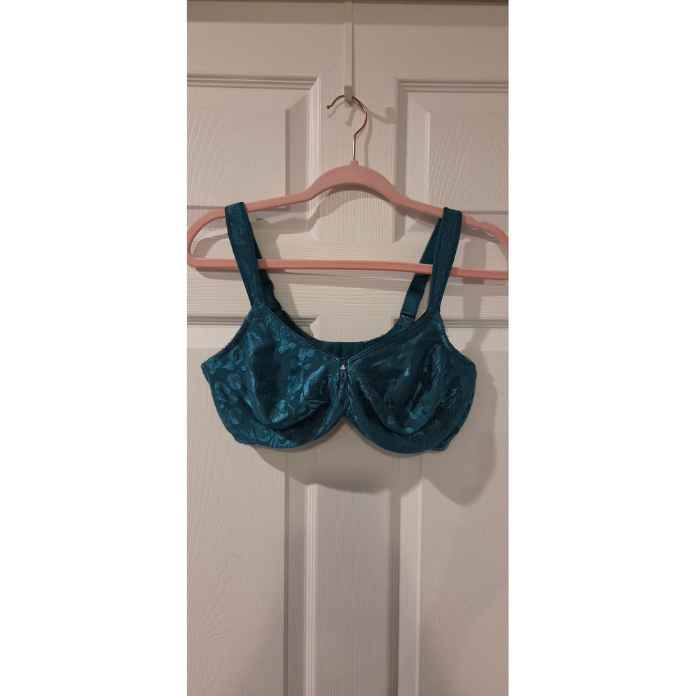 Wacoal Awareness Underwire Bra 40D Teal Floral Jacquard Full Coverage 85567